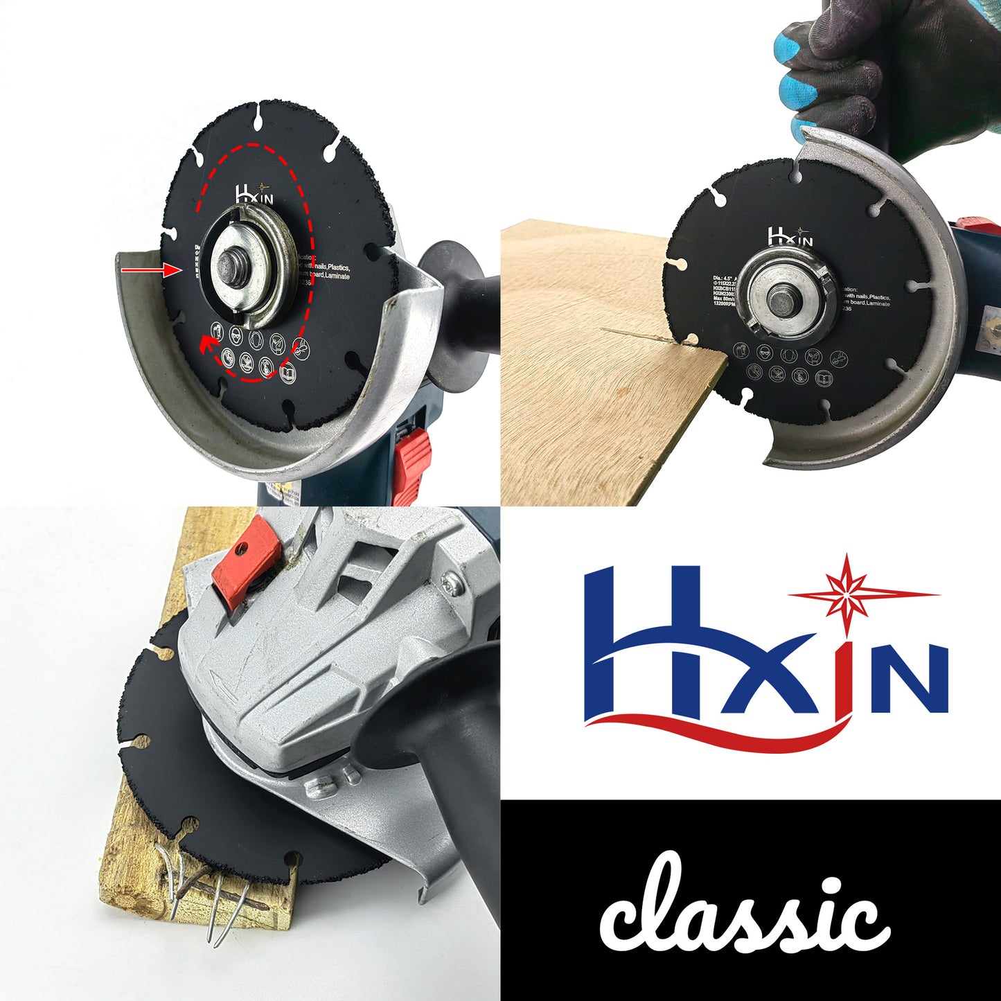 5pcs/set HXin Vacuum Brazed Dry Cutting Carbide Blades For wood, wood with nails, aluminium tube, copper tube, plastic, plaster