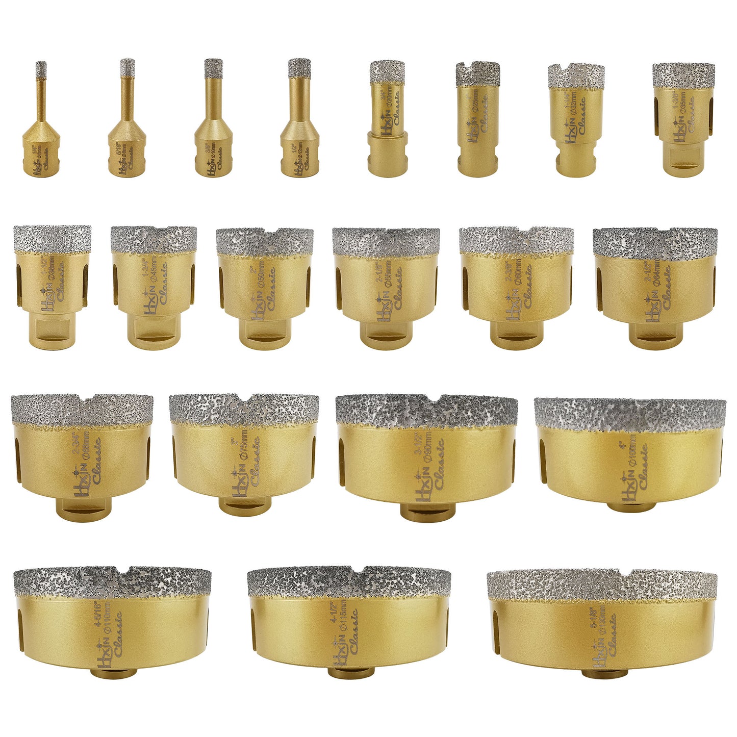 Classic HXIN Vacuum Brazed Diamond Core Drill Bits with 5/8''-11 thread for Porcelain Tile Marble Stone Masonry