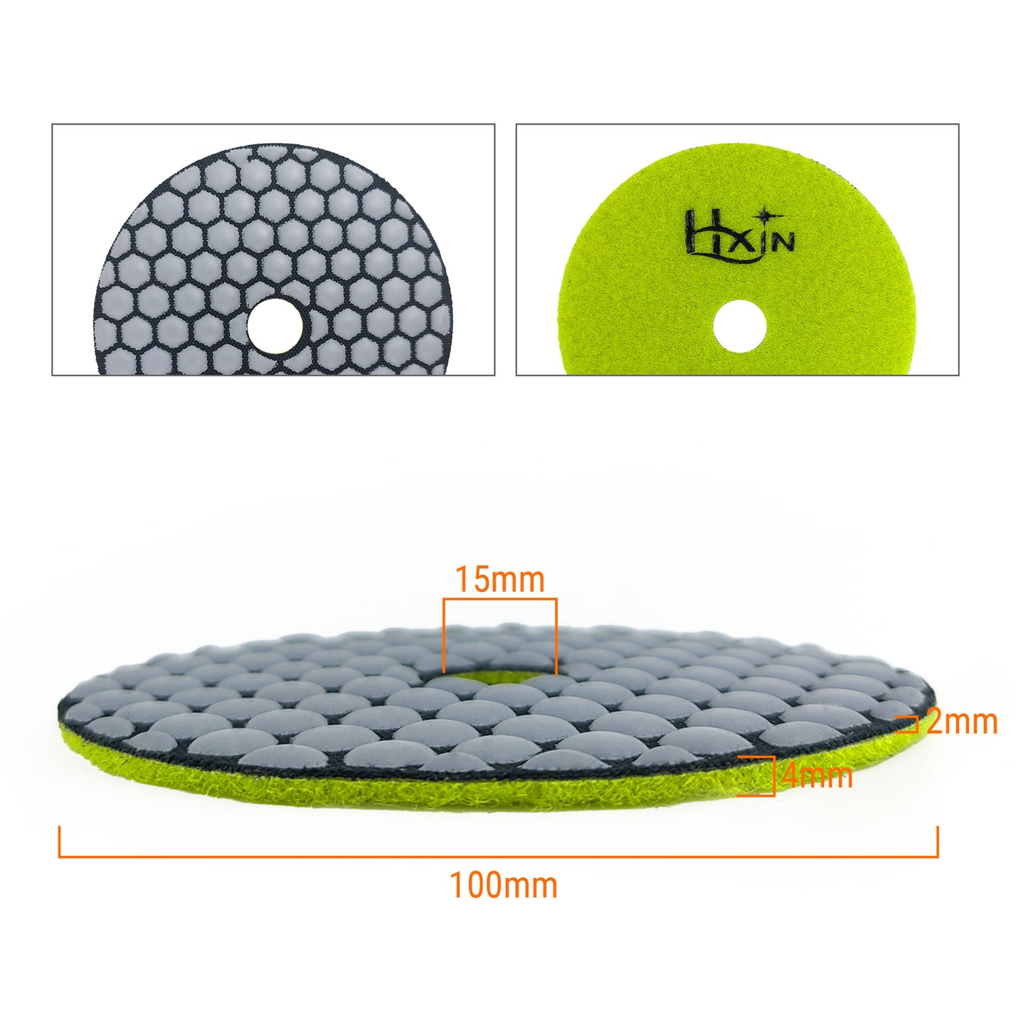 HXIN 4 inch Resin Bond Diamond Dry Polishing Pads for Granite Marble Ceramic