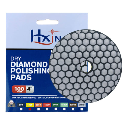 HXIN 4 inch Resin Bond Diamond Dry Polishing Pads for Granite Marble Ceramic