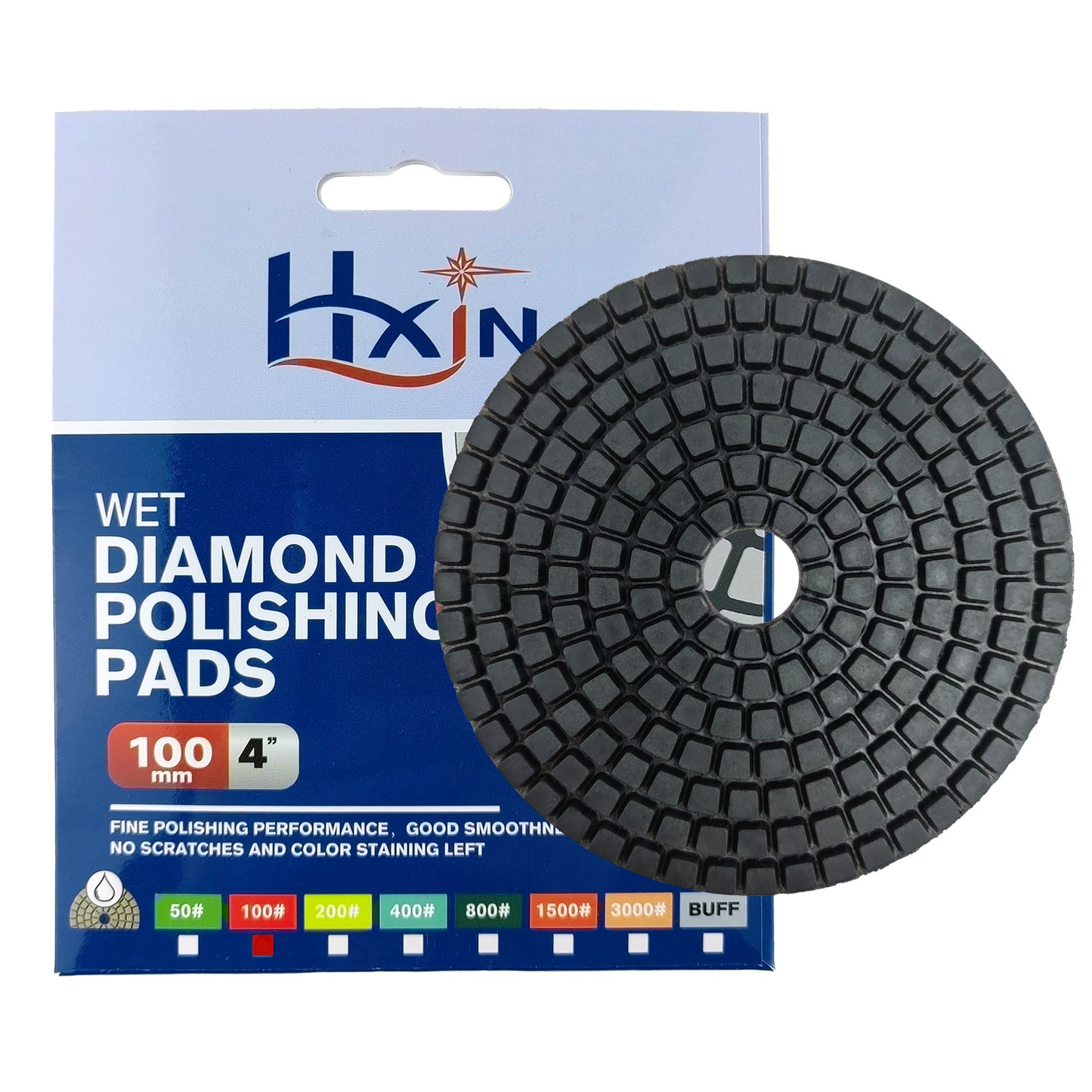 HXIN 4 inch Resin Bond Diamond Wet Polishing Pads for Granite Marble Ceramic
