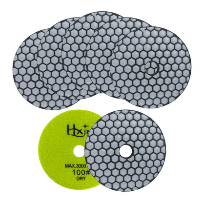 7pcs/set HXIN 4 inch Resin Bond Diamond Dry Polishing Pads Set for Granite Marble Ceramic