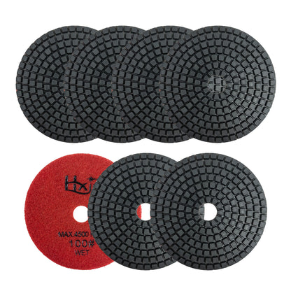 7pcs/set HXIN 4 inch Resin Bond Diamond Wet Polishing Pads Set for Granite Marble Ceramic