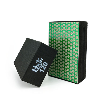 HXin Electroplated Diamond Hand Pad Sanding Block Sharp Glass Grinding Polishing Pad Sanding Block Foam Backing Hand-Held Sanding Block for Sanding Polishing Marble Tile Ceramics