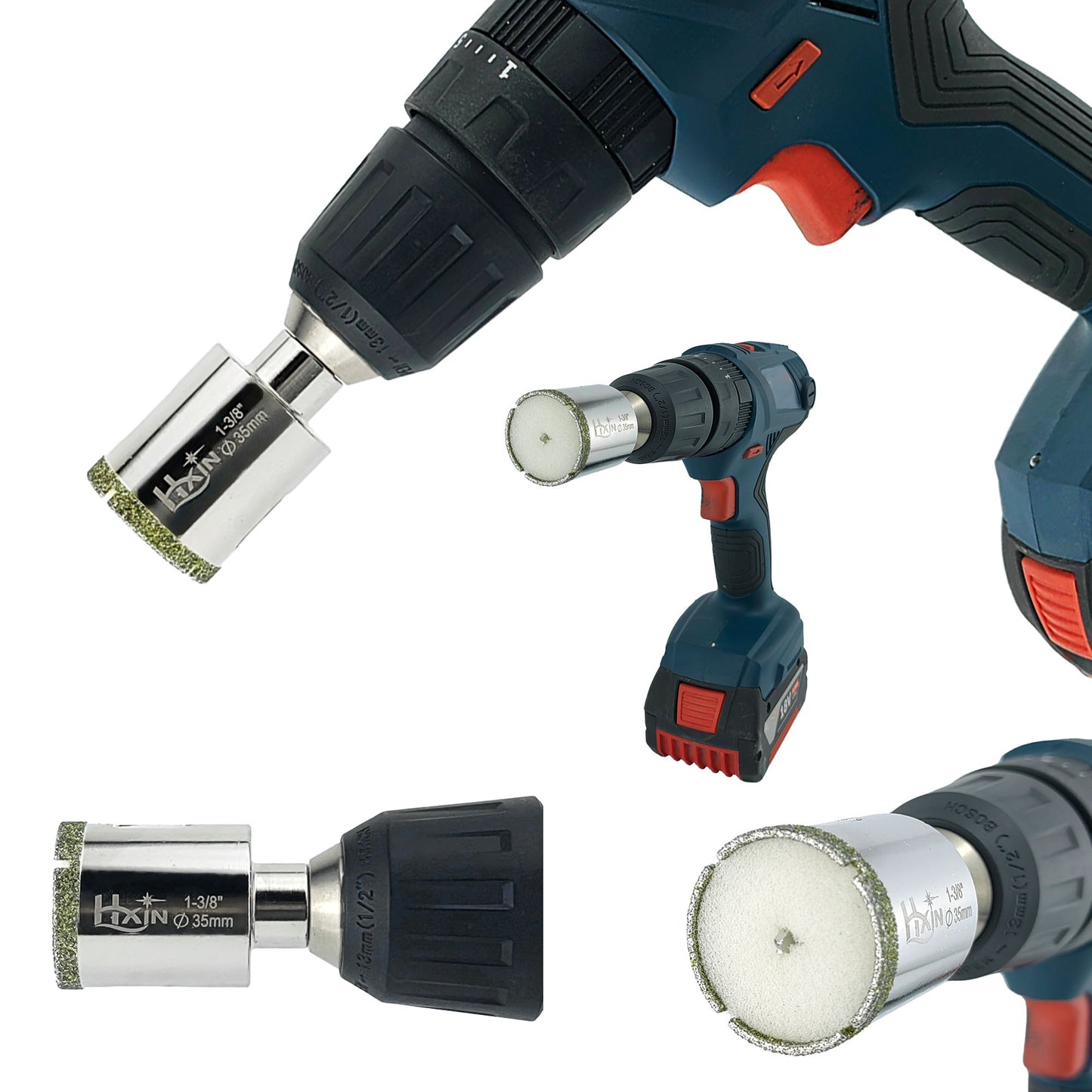 HXin Electroplated Diamond Core Drill Bits with Triangular Shank for Porcelain Tile Marble Stone Masonry