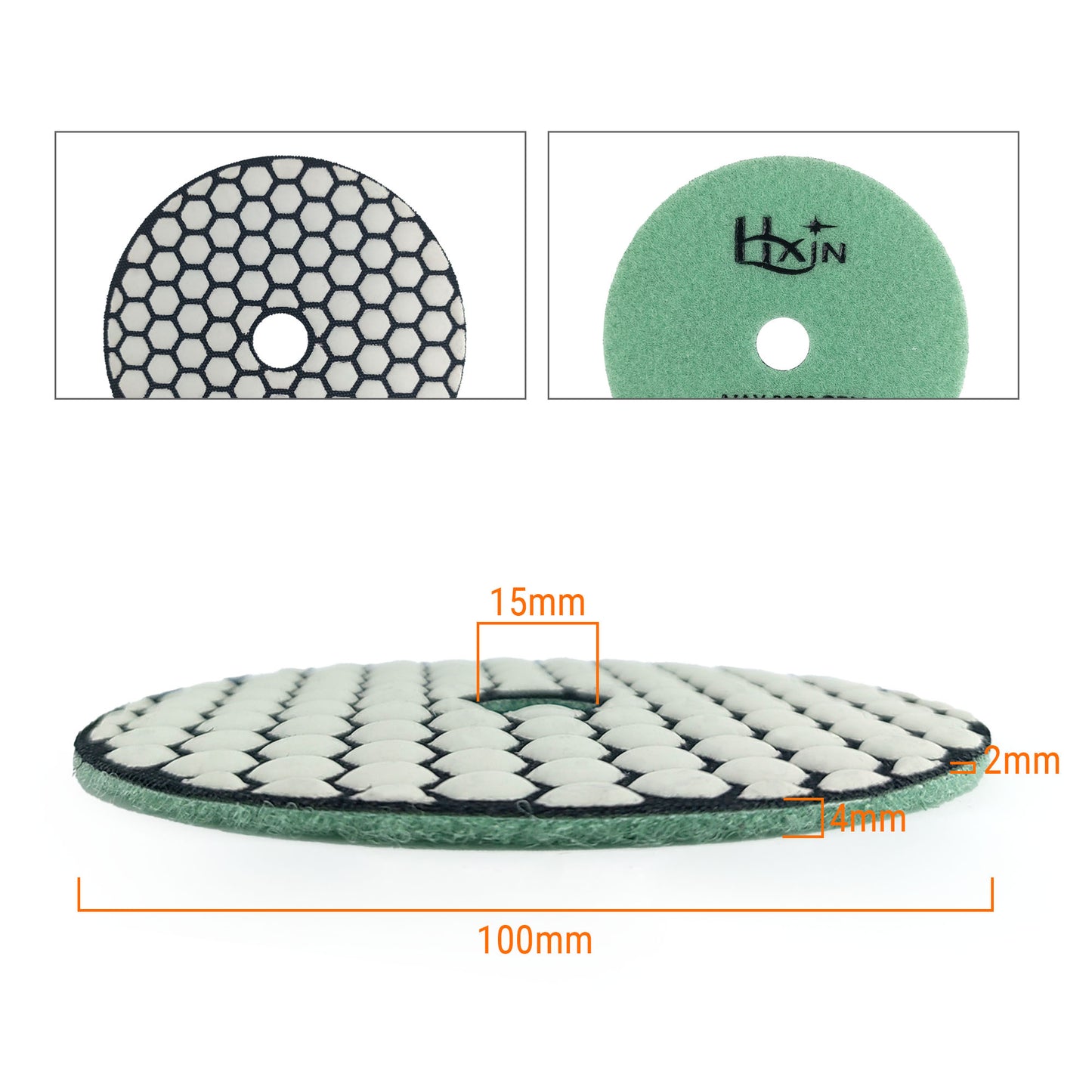 HXIN 4 inch Resin Bond Diamond Dry Polishing Pads for Granite Marble Ceramic