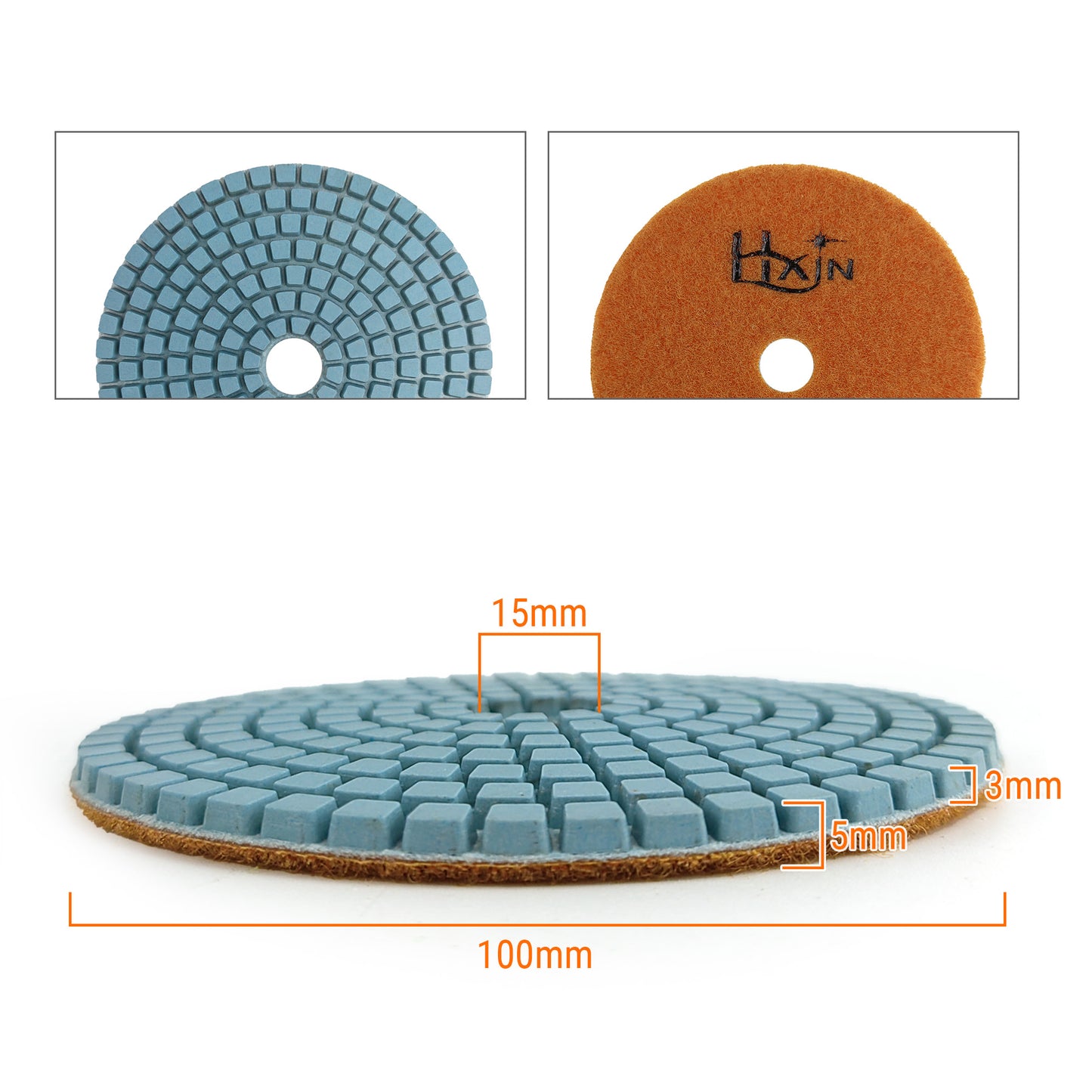 HXIN 4 inch Resin Bond Diamond Wet Polishing Pads for Granite Marble Ceramic