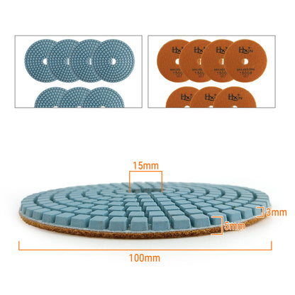 7pcs/set HXIN 4 inch Resin Bond Diamond Wet Polishing Pads Set for Granite Marble Ceramic
