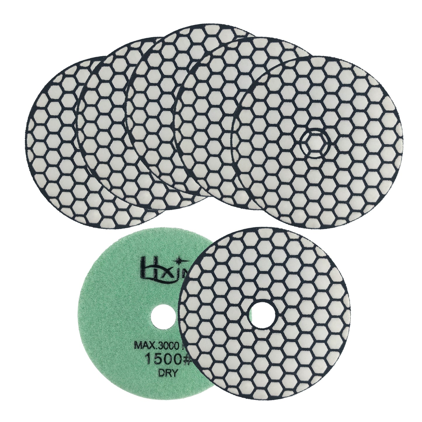 7pcs/set HXIN 4 inch Resin Bond Diamond Dry Polishing Pads Set for Granite Marble Ceramic