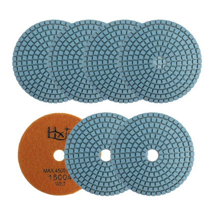 7pcs/set HXIN 4 inch Resin Bond Diamond Wet Polishing Pads Set for Granite Marble Ceramic