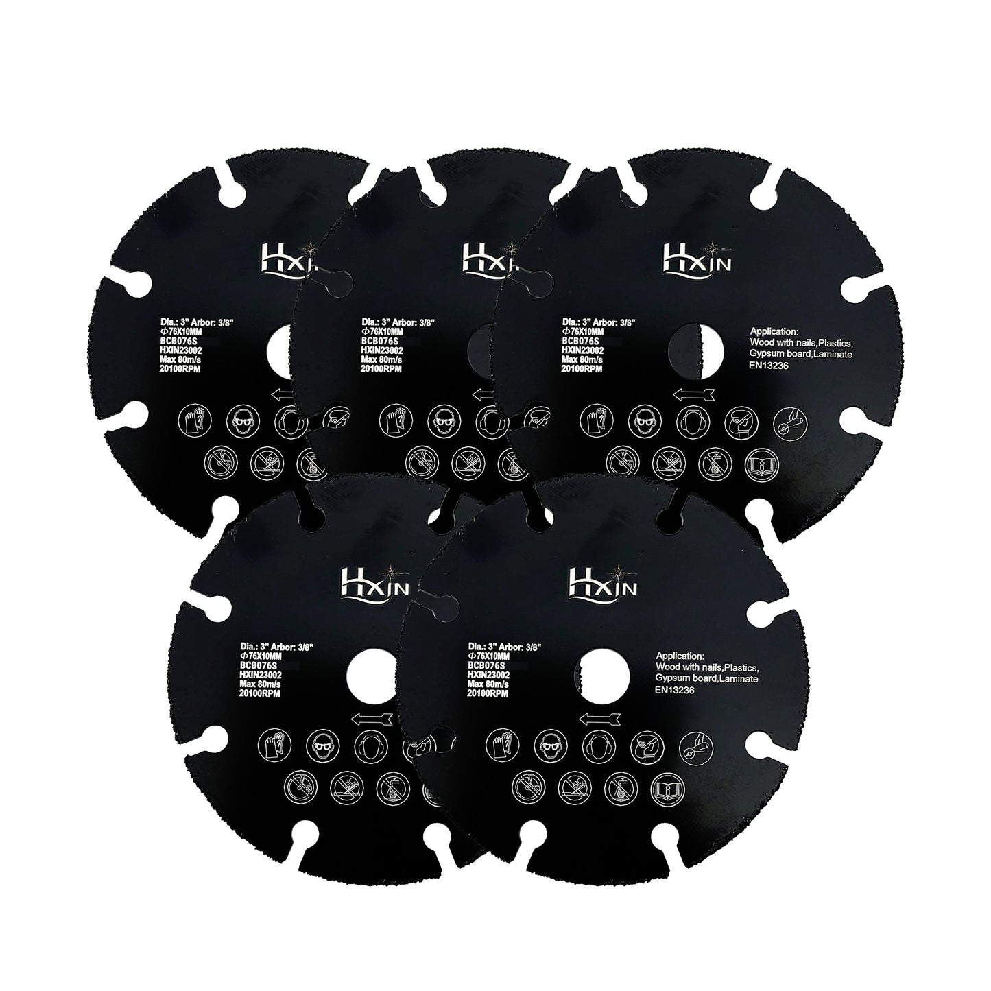 5pcs/set HXin Vacuum Brazed Dry Cutting Carbide Blades For wood, wood with nails, aluminium tube, copper tube, plastic, plaster