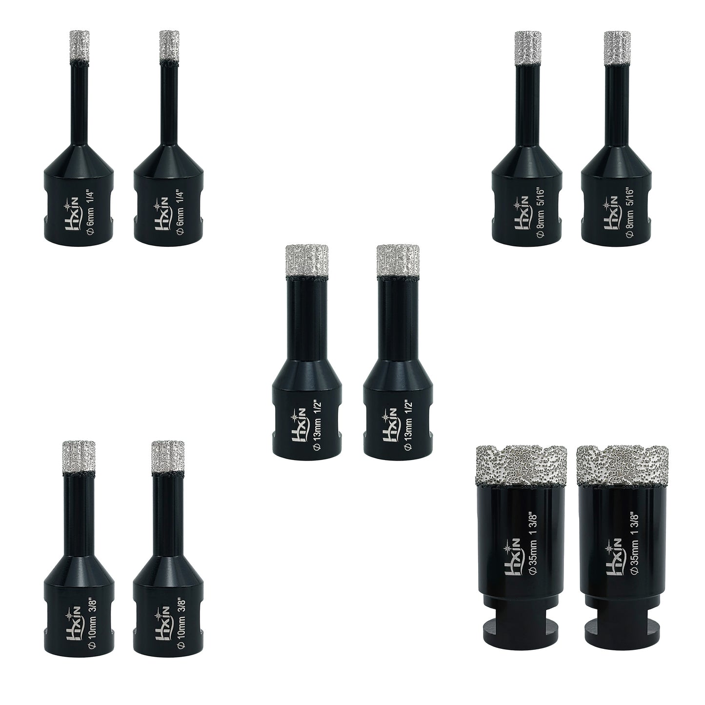 2pcs/set Professional HXIN Vacuum Brazed Diamond Core Drill Bits with 5/8’’-11 Thread for Marble Porcelain Tile Ceramic Masonry