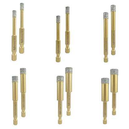 2pcs/set HXIN Vacuum Brazed Diamond Drill Bits With Hexagonal E6.3mm Quick-fit Shank for Porcelain, Ceramic, Tiles, Marble