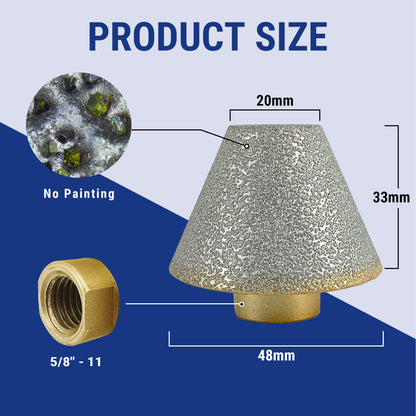 HXIN Vacuum Brazed Diamond Chamfering Bit For Beveling Holes On Marble Tile Ceramic