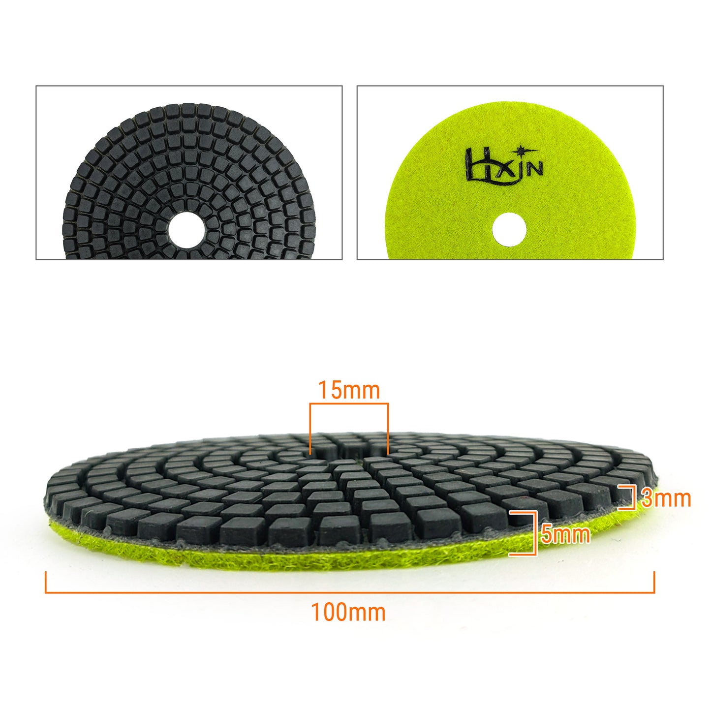 HXIN 4 inch Resin Bond Diamond Wet Polishing Pads for Granite Marble Ceramic