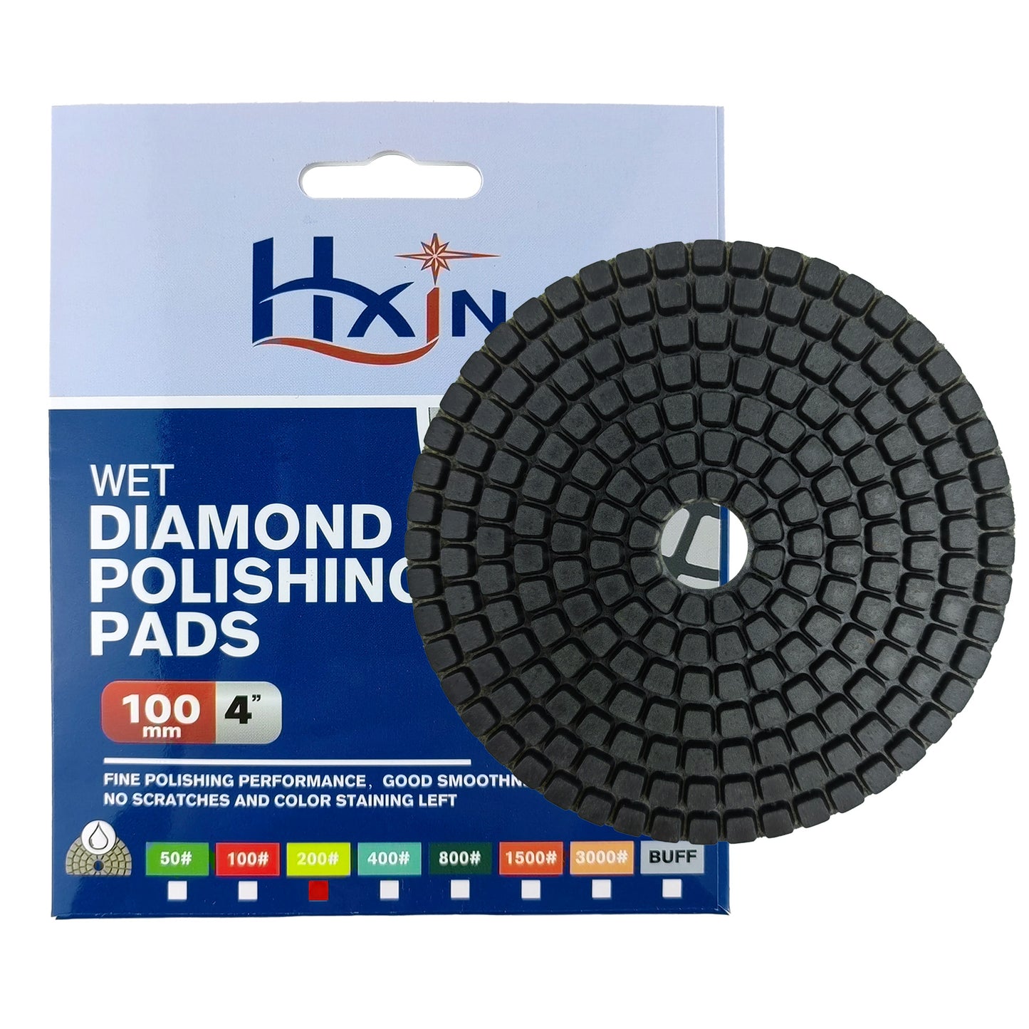 HXIN 4 inch Resin Bond Diamond Wet Polishing Pads for Granite Marble Ceramic