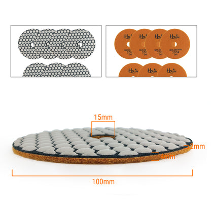 7pcs/set HXIN 4 inch Resin Bond Diamond Dry Polishing Pads Set for Granite Marble Ceramic