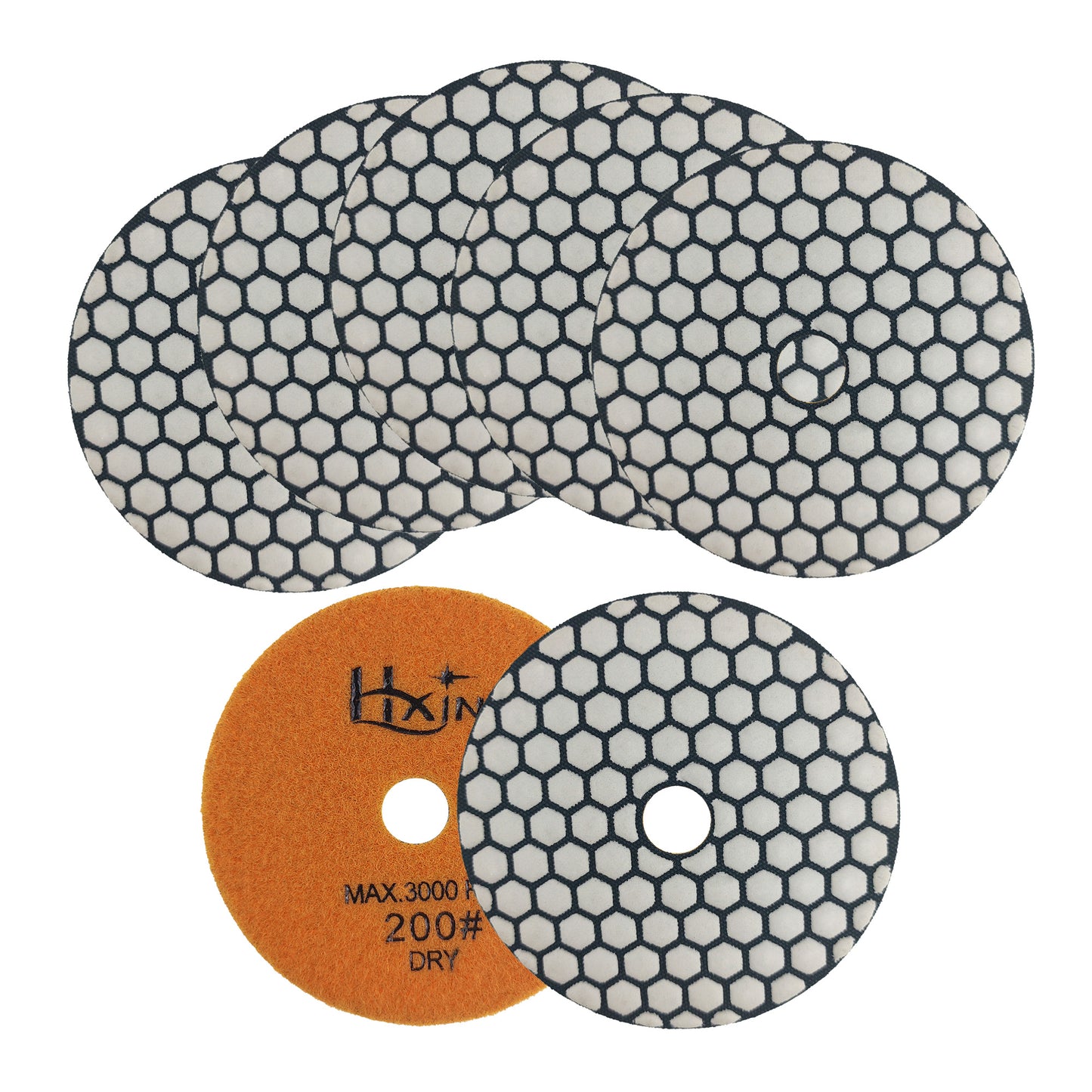 7pcs/set HXIN 4 inch Resin Bond Diamond Dry Polishing Pads Set for Granite Marble Ceramic