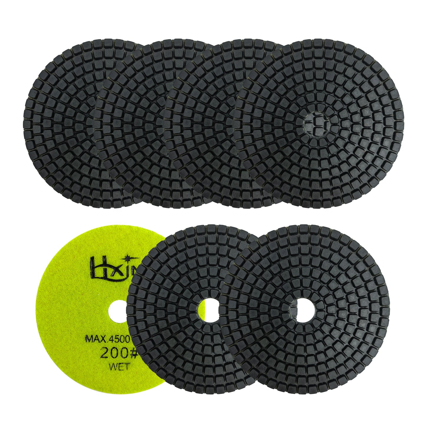 7pcs/set HXIN 4 inch Resin Bond Diamond Wet Polishing Pads Set for Granite Marble Ceramic