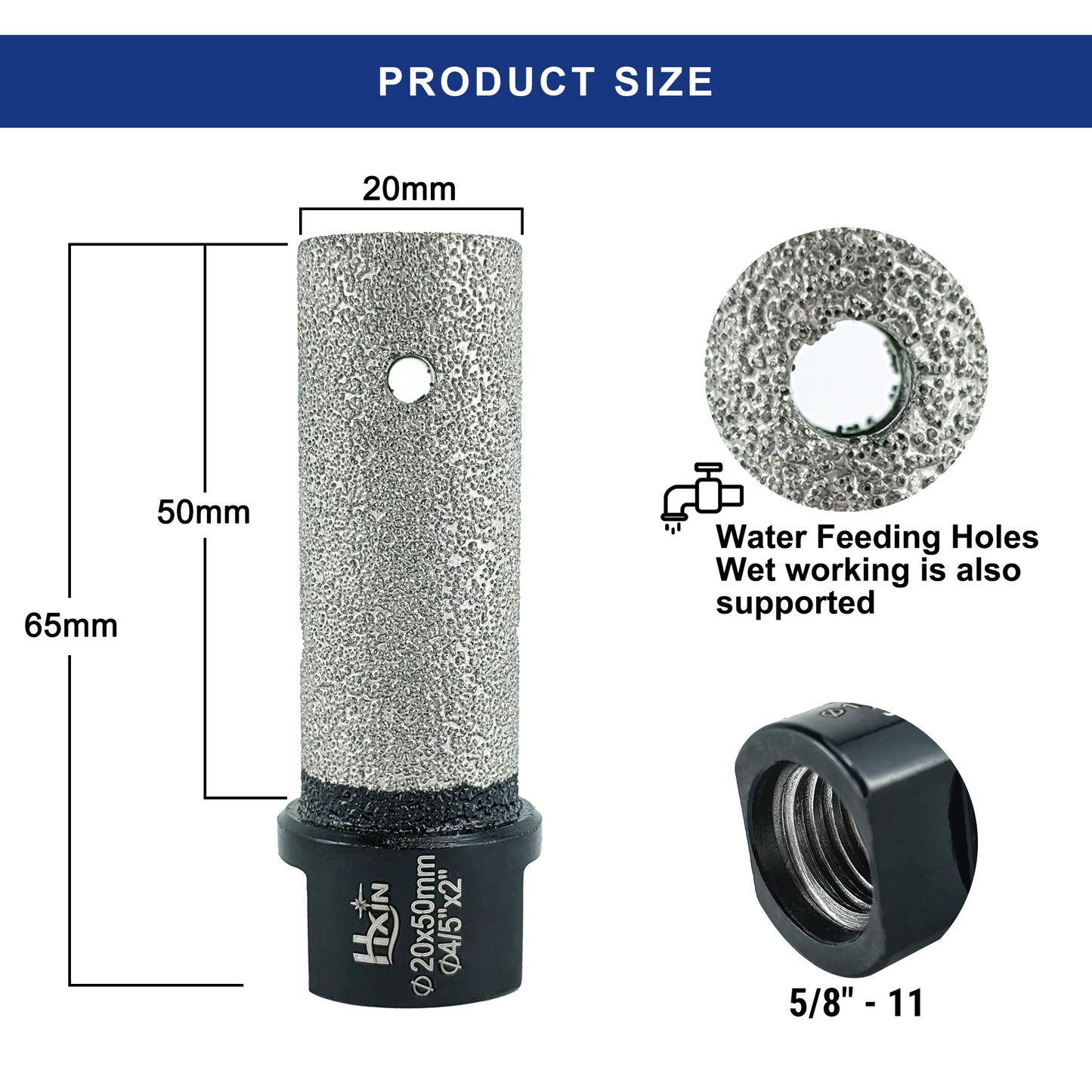 HXIN Vacuum Brazed Diamond Finger Bits 5/8-11 for Porcelain Hard Ceramic Marble Enlarging Holes