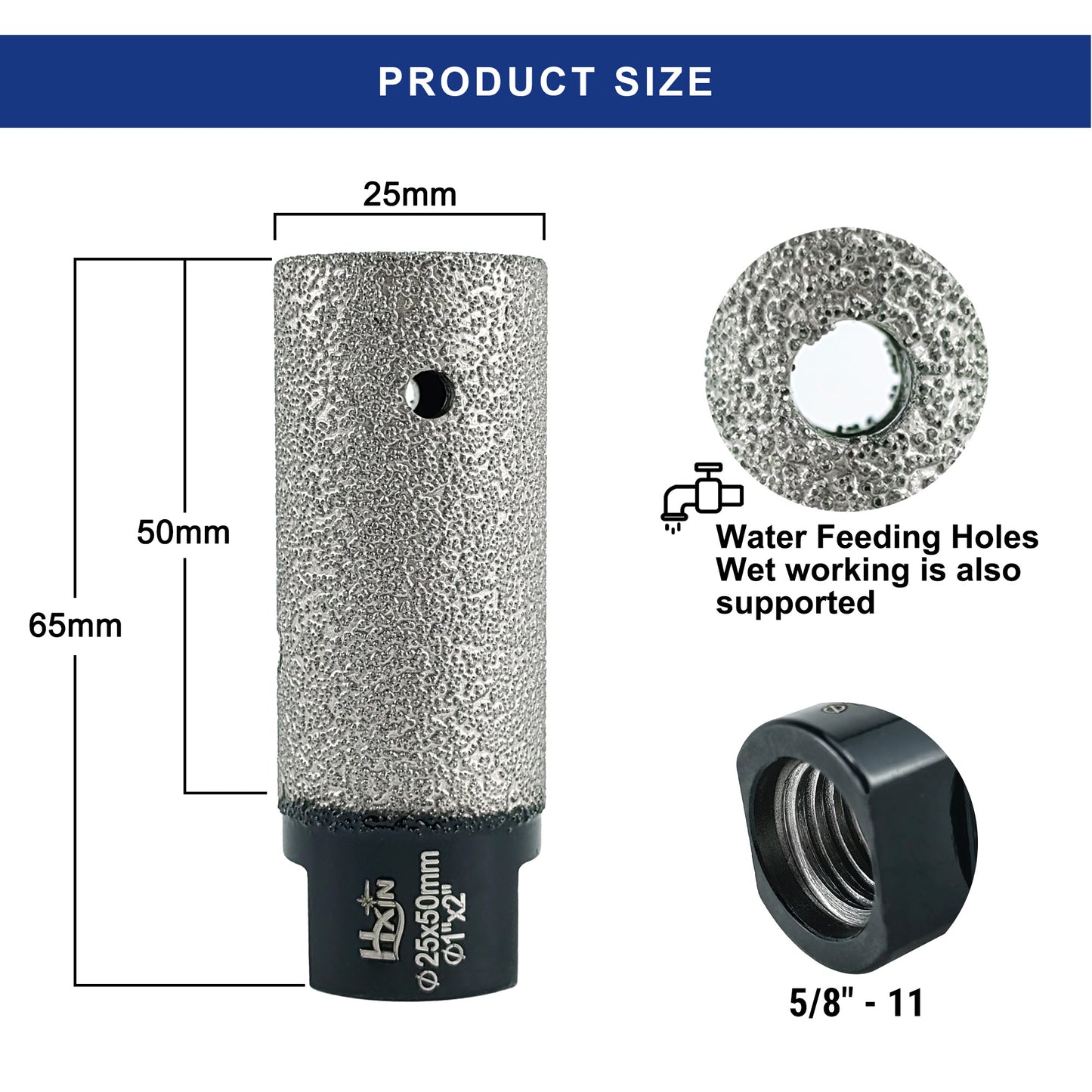 HXIN Vacuum Brazed Diamond Finger Bits 5/8-11 for Porcelain Hard Ceramic Marble Enlarging Holes
