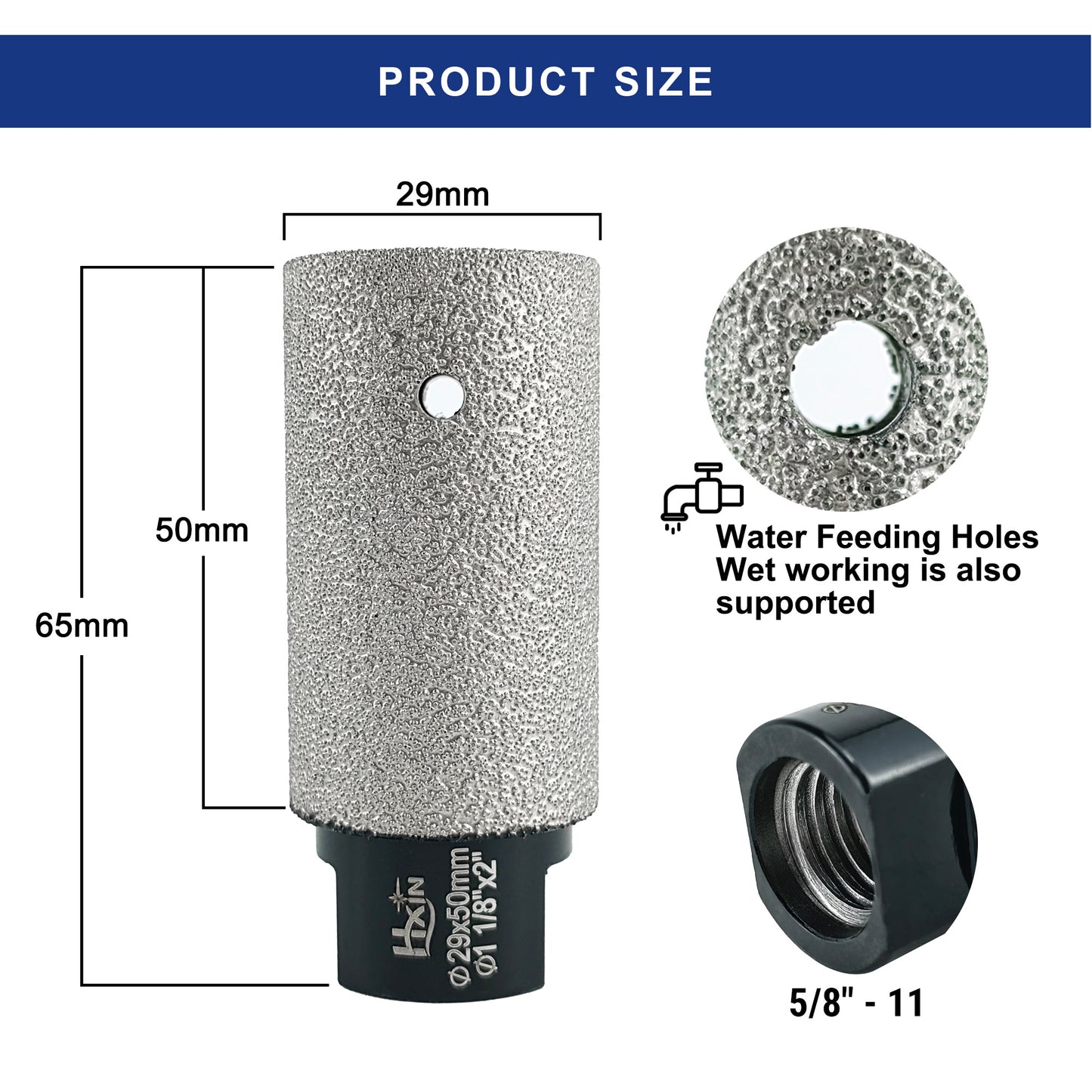 HXIN Vacuum Brazed Diamond Finger Bits 5/8-11 for Porcelain Hard Ceramic Marble Enlarging Holes