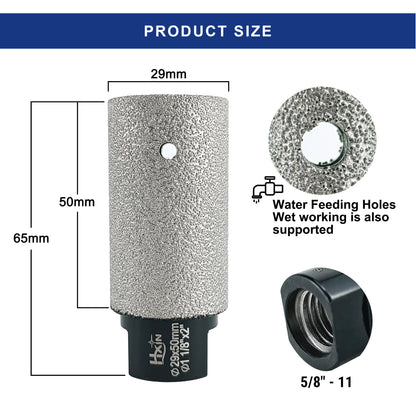 HXIN Vacuum Brazed Diamond Finger Bits 5/8-11 for Porcelain Hard Ceramic Marble Enlarging Holes