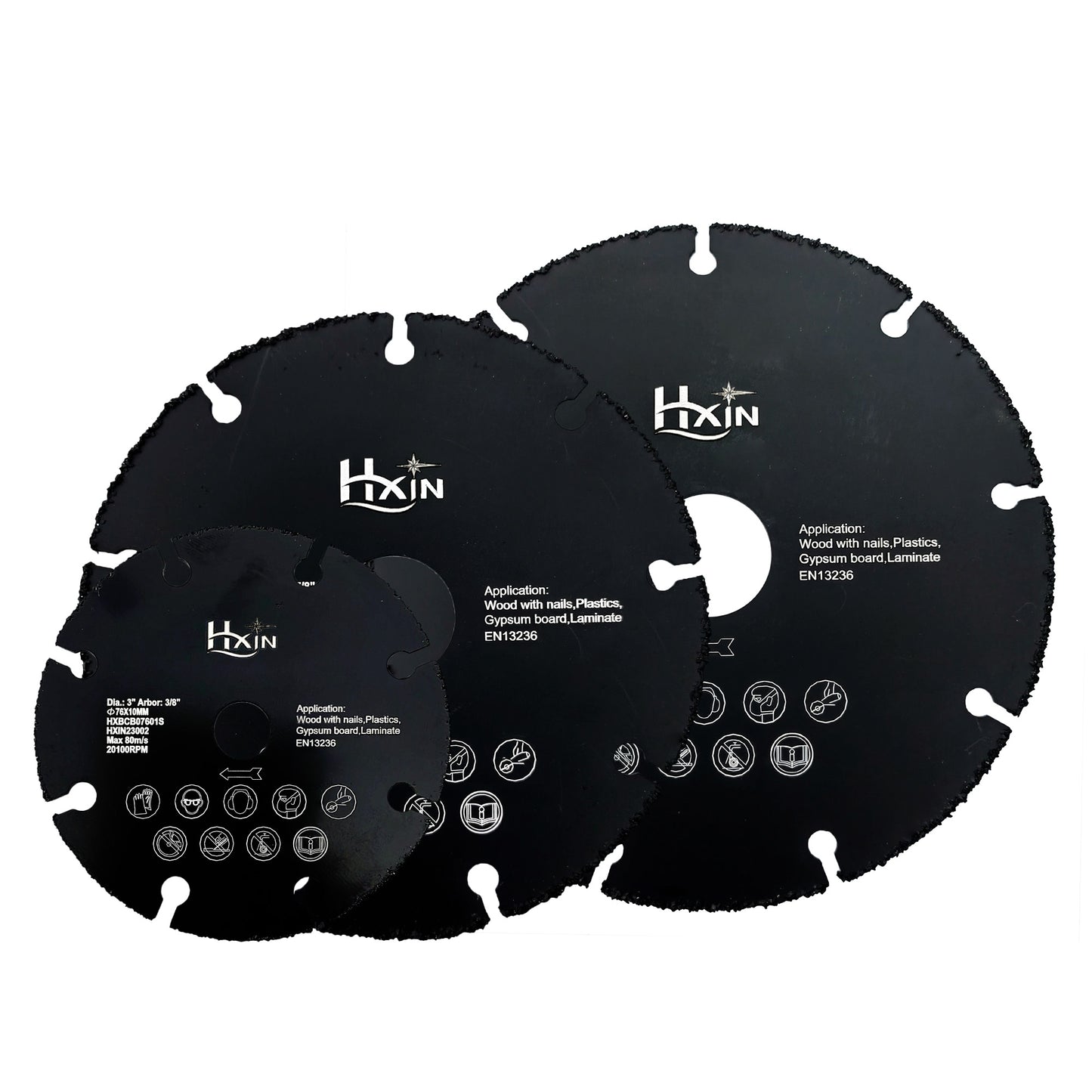 5pcs/set HXin Vacuum Brazed Dry Cutting Carbide Blades For wood, wood with nails, aluminium tube, copper tube, plastic, plaster