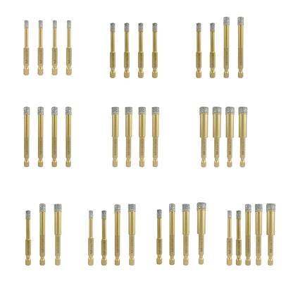 4pcs/set HXIN Vacuum Brazed Diamond Drill Bits With Hexagonal E6.3mm Quick-fit Shank for Porcelain, Ceramic, Tiles, Marble