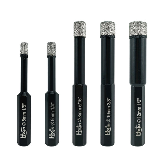 HXIN Vacuum Brazed Diamond Drill Bits With Hexagonal Shank for Marble, Ceramic, Tile, Porcelain