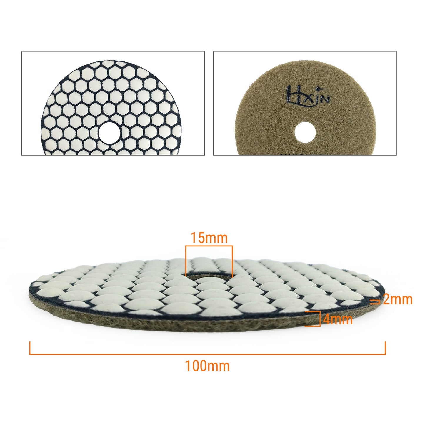 HXIN 4 inch Resin Bond Diamond Dry Polishing Pads for Granite Marble Ceramic