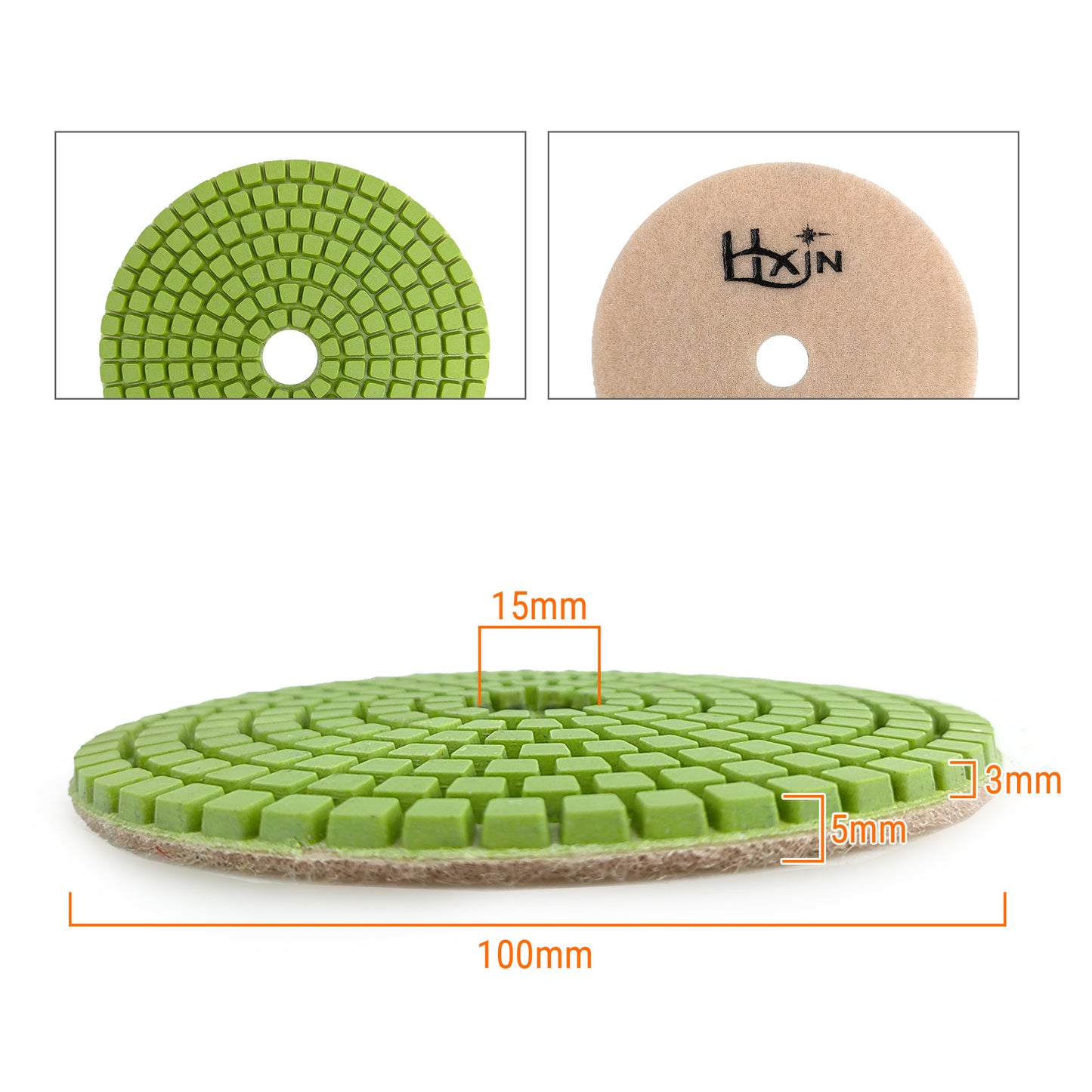 HXIN 4 inch Resin Bond Diamond Wet Polishing Pads for Granite Marble Ceramic