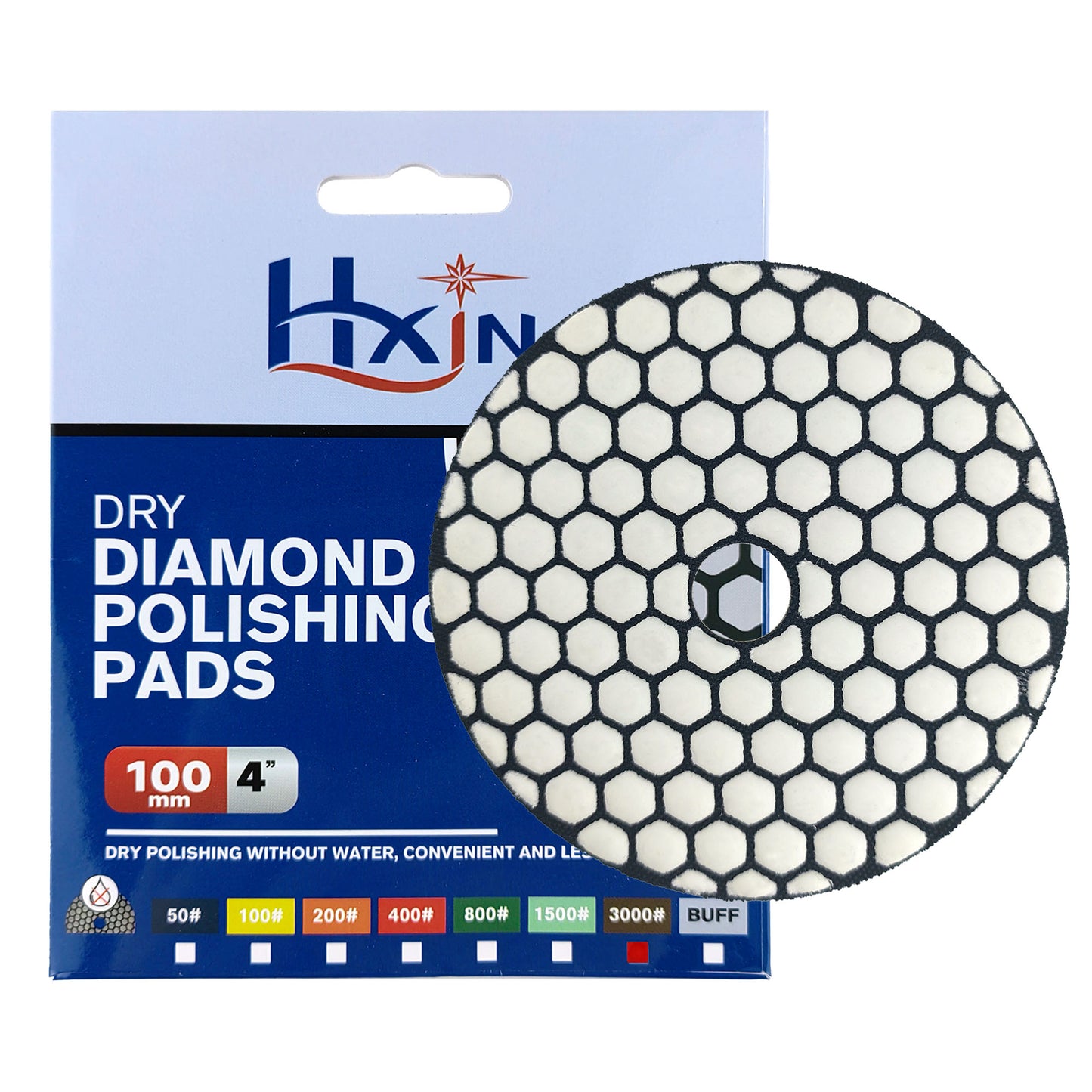 HXIN 4 inch Resin Bond Diamond Dry Polishing Pads for Granite Marble Ceramic
