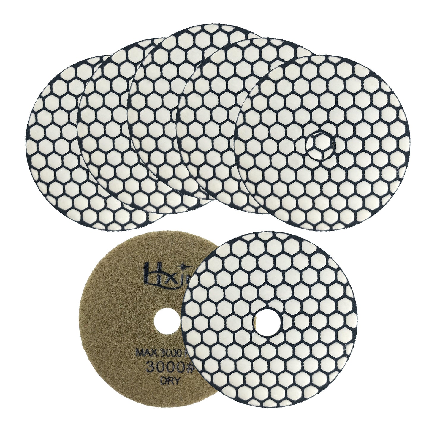 7pcs/set HXIN 4 inch Resin Bond Diamond Dry Polishing Pads Set for Granite Marble Ceramic
