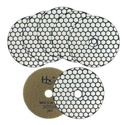 7pcs/set HXIN 4 inch Resin Bond Diamond Dry Polishing Pads Set for Granite Marble Ceramic