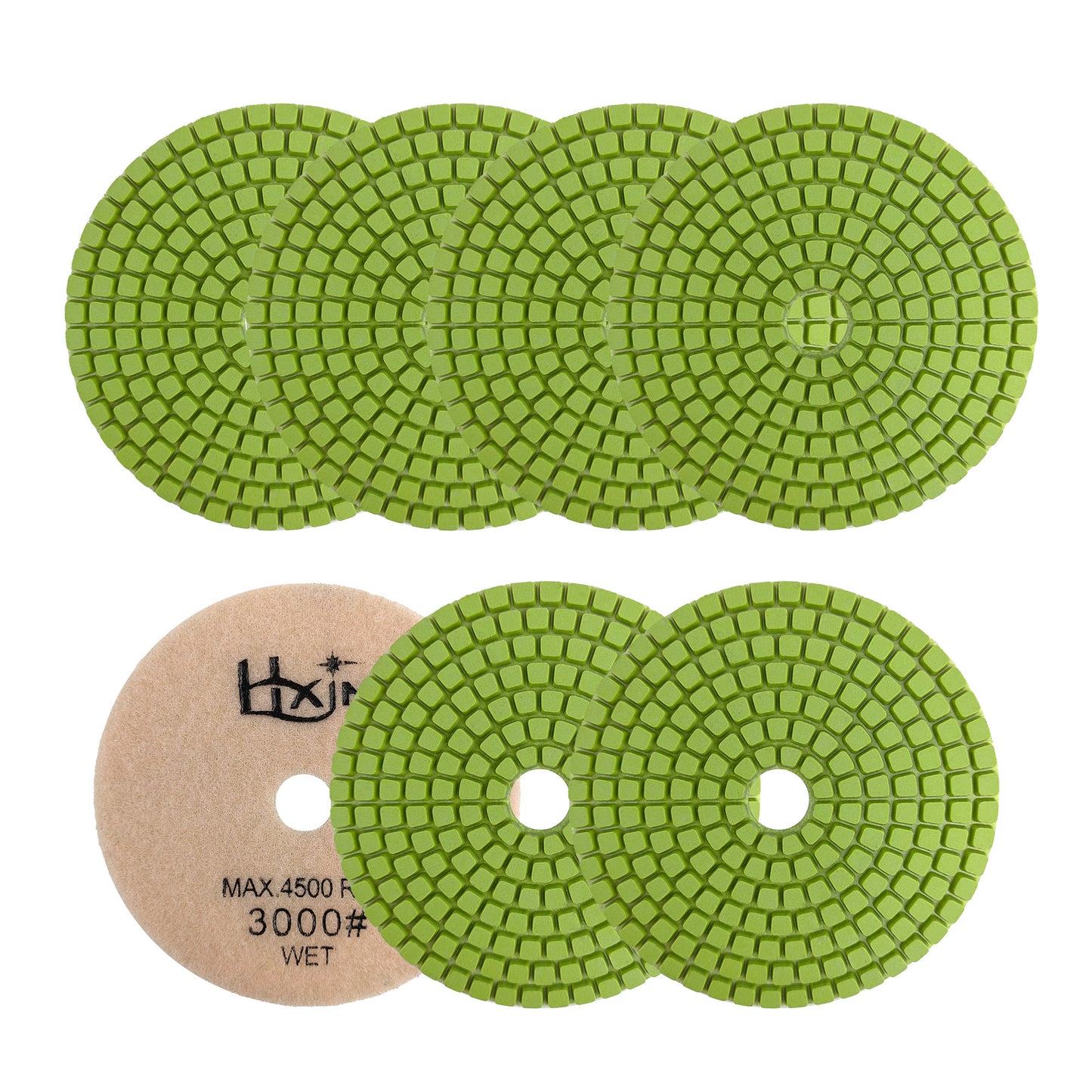 7pcs/set HXIN 4 inch Resin Bond Diamond Wet Polishing Pads Set for Granite Marble Ceramic