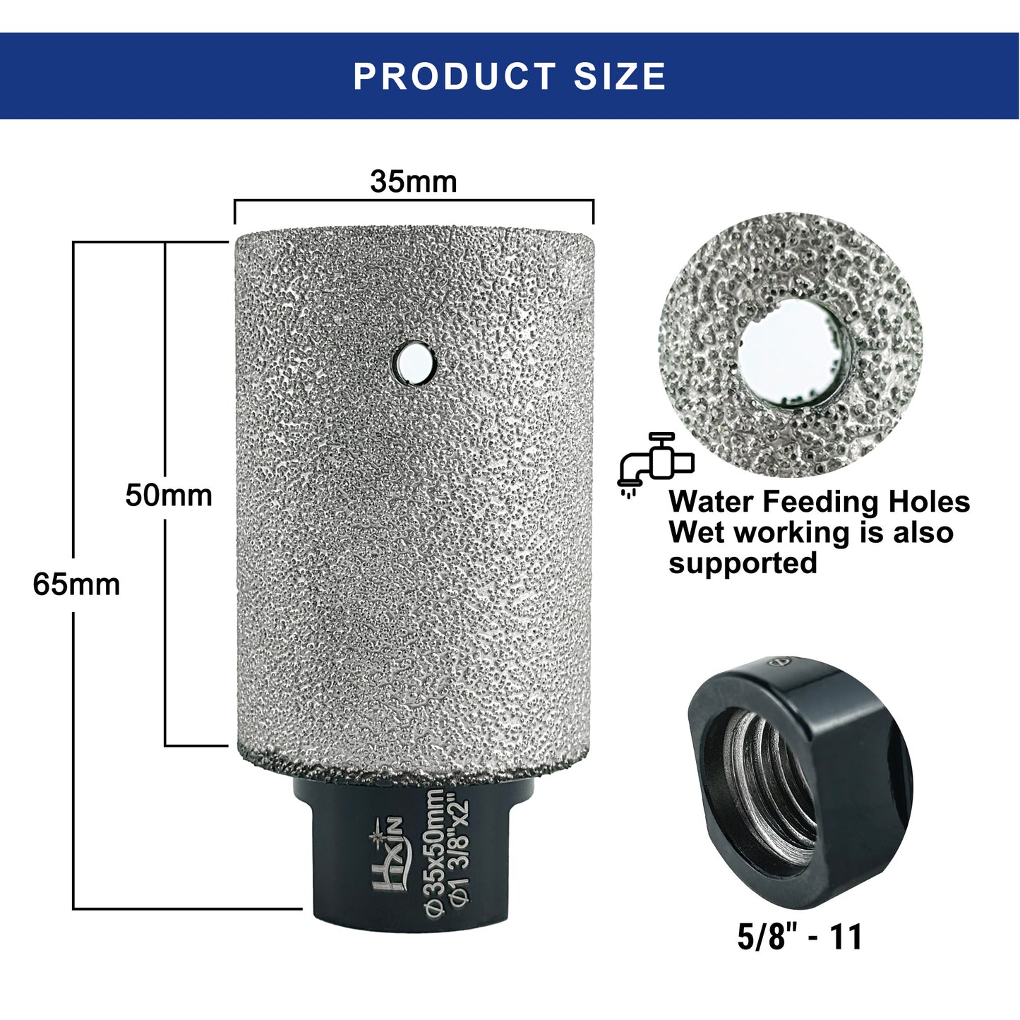 HXIN Vacuum Brazed Diamond Finger Bits 5/8-11 for Porcelain Hard Ceramic Marble Enlarging Holes