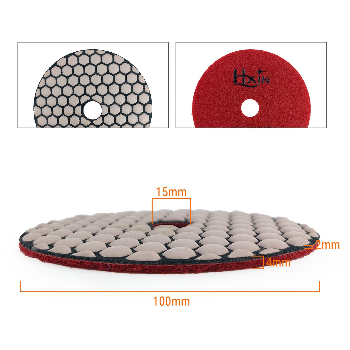 HXIN 4 inch Resin Bond Diamond Dry Polishing Pads for Granite Marble Ceramic