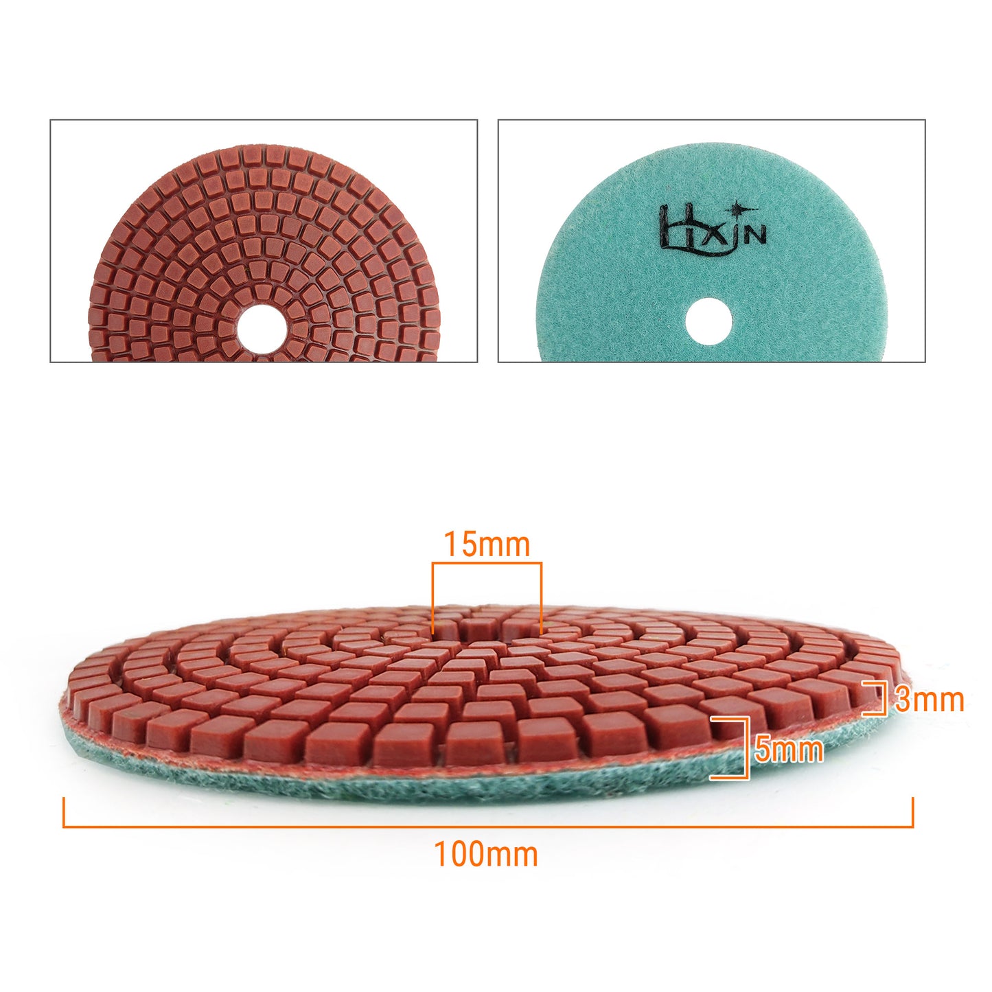 HXIN 4 inch Resin Bond Diamond Wet Polishing Pads for Granite Marble Ceramic