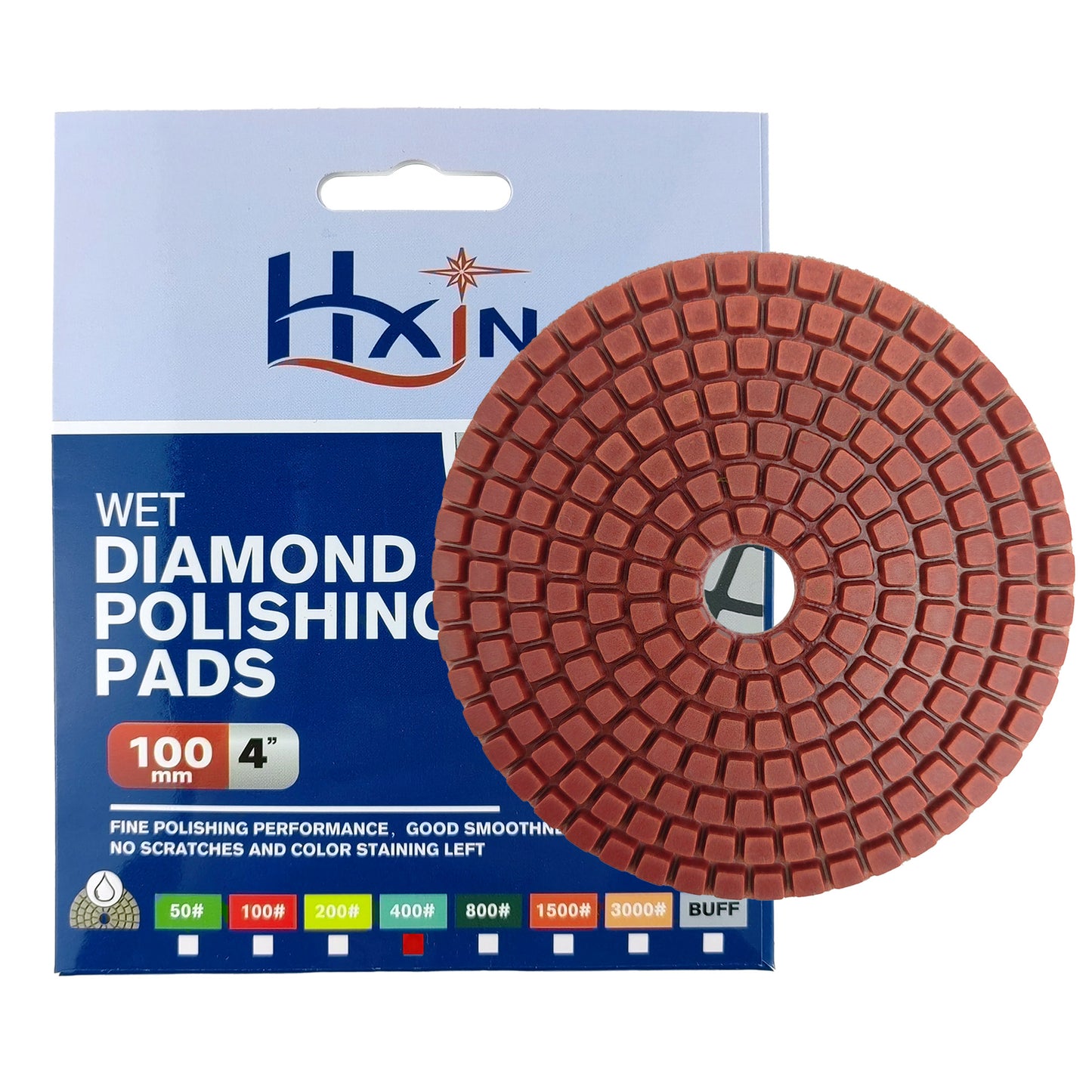 HXIN 4 inch Resin Bond Diamond Wet Polishing Pads for Granite Marble Ceramic