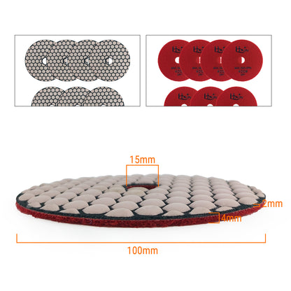 7pcs/set HXIN 4 inch Resin Bond Diamond Dry Polishing Pads Set for Granite Marble Ceramic