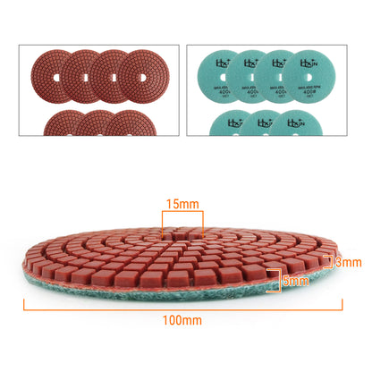 7pcs/set HXIN 4 inch Resin Bond Diamond Wet Polishing Pads Set for Granite Marble Ceramic