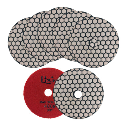 7pcs/set HXIN 4 inch Resin Bond Diamond Dry Polishing Pads Set for Granite Marble Ceramic