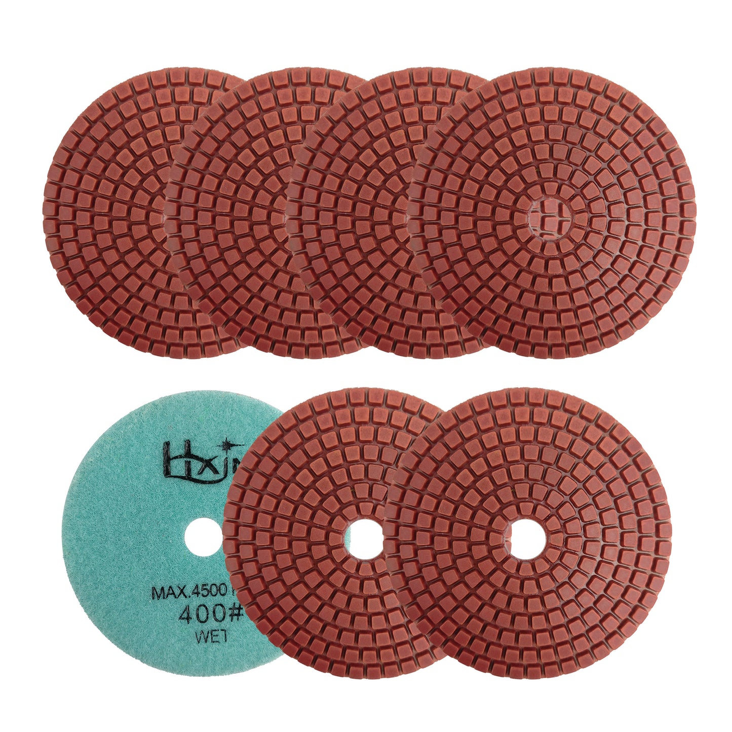 7pcs/set HXIN 4 inch Resin Bond Diamond Wet Polishing Pads Set for Granite Marble Ceramic