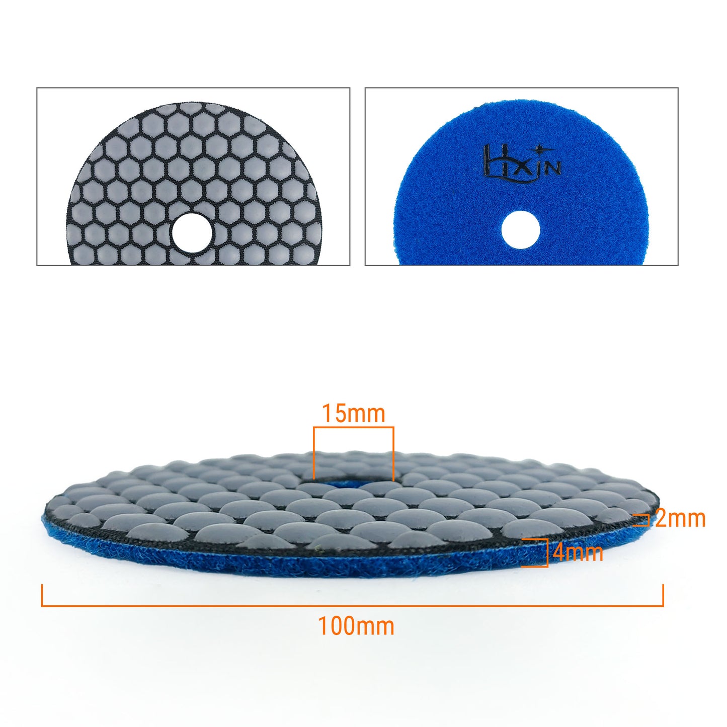 HXIN 4 inch Resin Bond Diamond Dry Polishing Pads for Granite Marble Ceramic