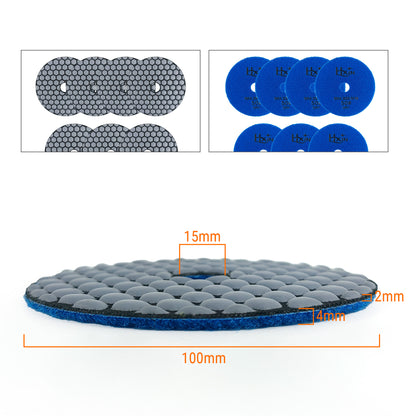 7pcs/set HXIN 4 inch Resin Bond Diamond Dry Polishing Pads Set for Granite Marble Ceramic