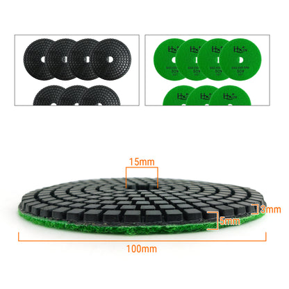 7pcs/set HXIN 4 inch Resin Bond Diamond Wet Polishing Pads Set for Granite Marble Ceramic