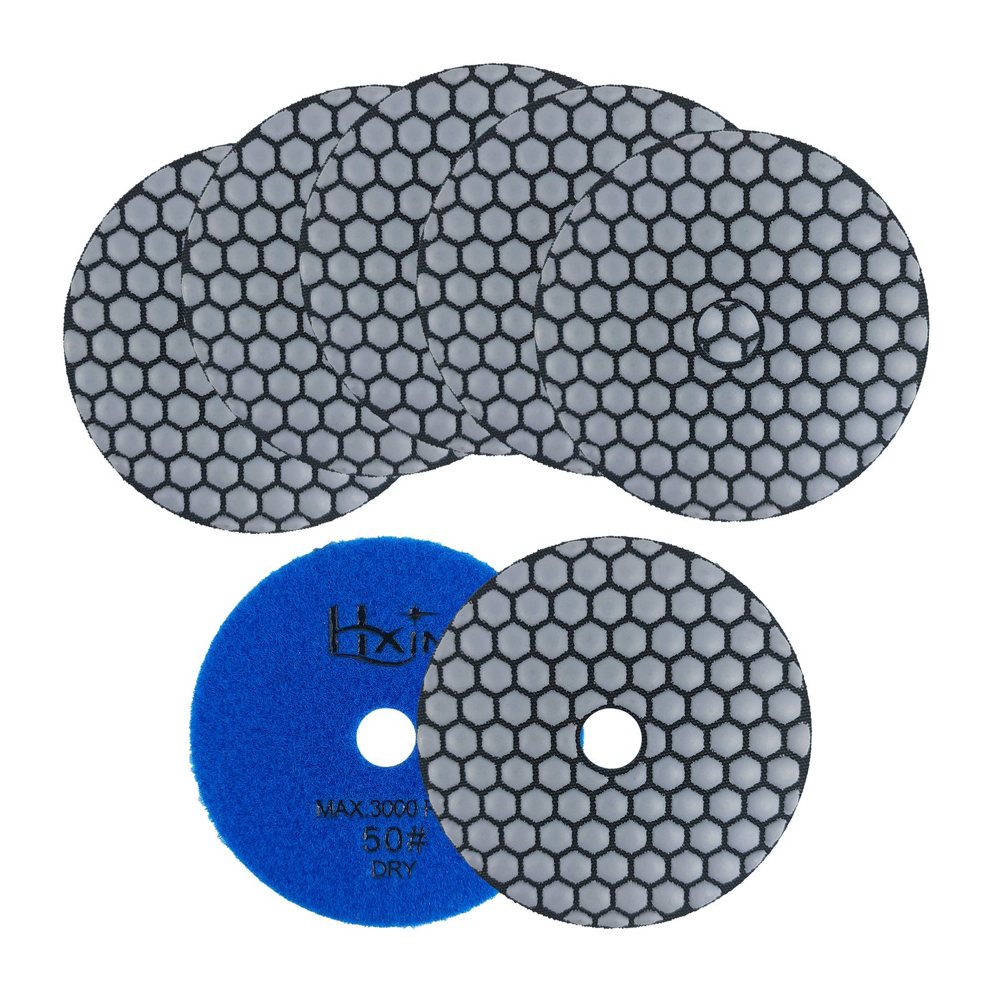 7pcs/set HXIN 4 inch Resin Bond Diamond Dry Polishing Pads Set for Granite Marble Ceramic