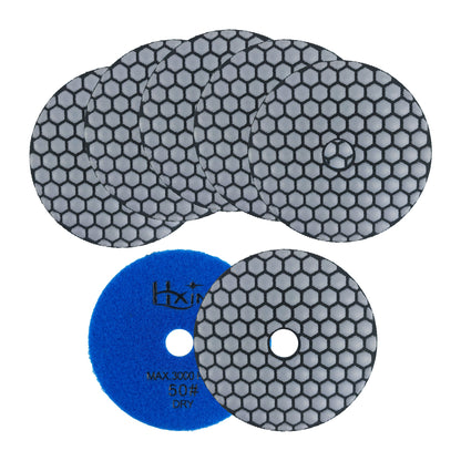 7pcs/set HXIN 4 inch Resin Bond Diamond Dry Polishing Pads Set for Granite Marble Ceramic