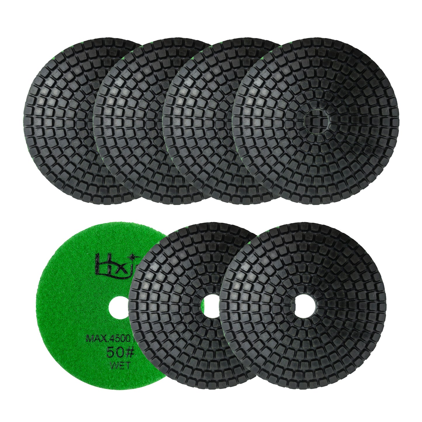 7pcs/set HXIN 4 inch Resin Bond Diamond Wet Polishing Pads Set for Granite Marble Ceramic